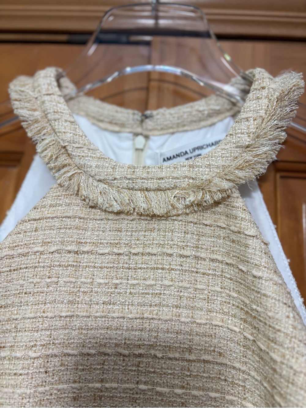Amanda Uprichard Andrea Cream Tweed Halter Shift Dress Size XS NWT - Picture 4 of 16